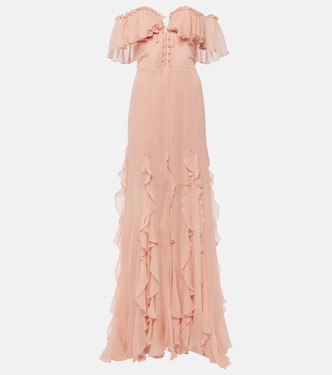 Off-Shoulder-Robe Galiya aus Seiden-Georgette | Costarellos
