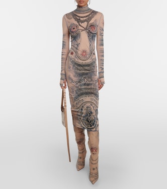 Vestido midi Tattoo Collection translúcido | Jean Paul Gaultier