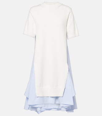 Robe midi rayée en coton mélangé | Sacai