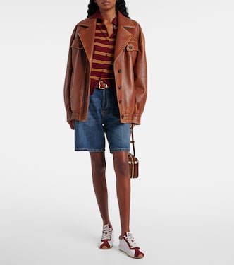 Cardigan in cashmere e seta a righe | Miu Miu