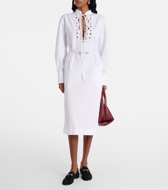 Abito midi Horsebit in popeline di cotone | Gucci