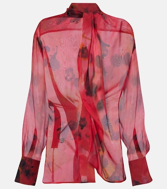 Blouse drapée imprimée en soie | Victoria Beckham
