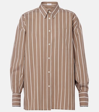 Striped cotton-blend poplin shirt | Brunello Cucinelli