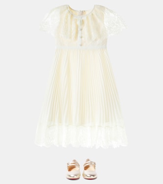 Caped chiffon and lace dress | Self-Portrait Kids