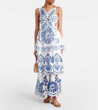 Robe longue brodée en lin | Farm Rio