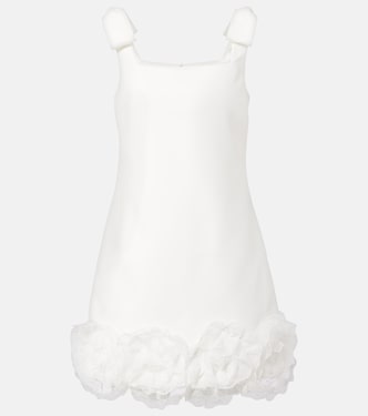 Bridal floral-appliqué crêpe minidress | Self-Portrait