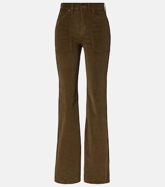 Pantalones anchos de pana de algodón de tiro alto | Veronica Beard