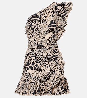Vestido corto asimétrico Corinne de algodón | Poupette St Barth