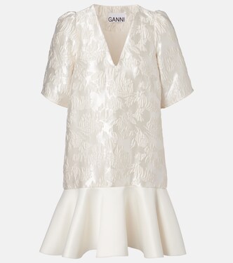 Floral satin cloqué minidress | Ganni