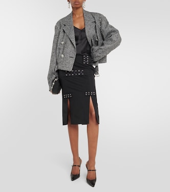 Jupe midi à taille basse à ornements | Alessandra Rich