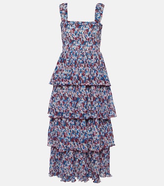 Vestido midi de georgette floral plisado | Ganni