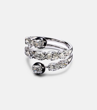 Anello in oro bianco 18kt e smalto con diamanti | Kamyen