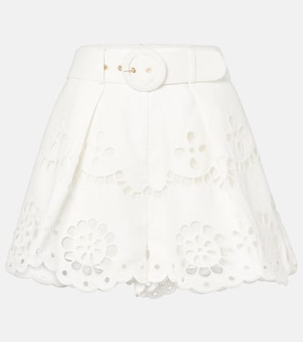 Pop embroidered linen shorts | Zimmermann