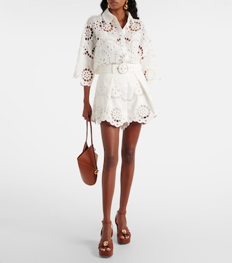 Shorts Pop in sangallo di lino | Zimmermann