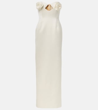 Floral-appliqué satin corset gown | Magda Butrym