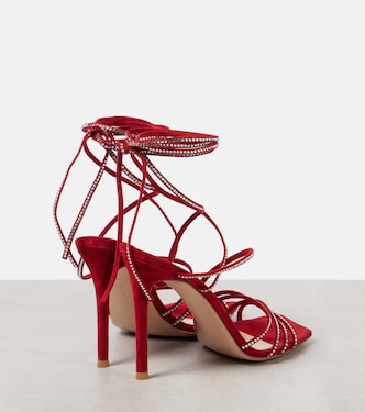 105 크리스털 임벨리시드 스웨이드 샌들 | Gianvito Rossi
