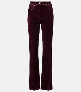 Mid-rise velvet straight pants | Ferragamo