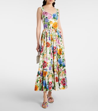 Robe longue en coton à fleurs | Dolce&Gabbana