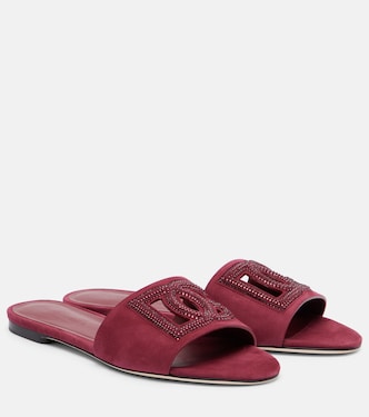 DG crystal-embellished suede slides | Dolce&Gabbana