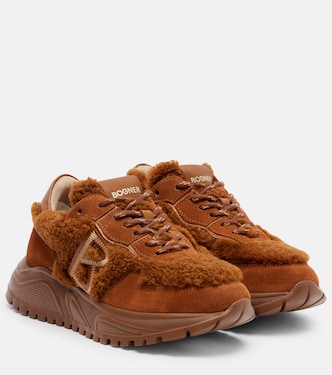 Malaga 27 suede-trimmed shearling platform sneakers | Bogner