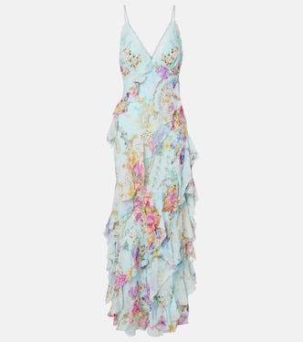 Floral ruffled silk slip dress | Camilla