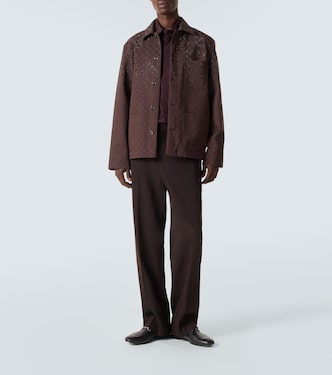 Chaqueta en mezcla de algodón con GG adornada | Gucci