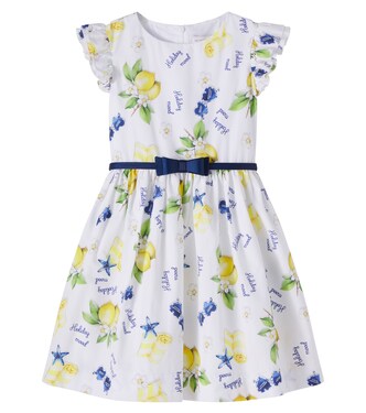 Vestido de algodón estampado con volantes | Monnalisa