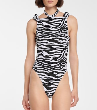 Halterneck zebra-print swimsuit | The Attico