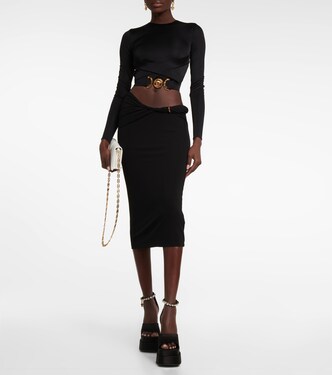 Gonna midi a vita alta con risvolto | Versace