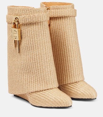 Shark Lock raffia-effect ankle boots | Givenchy