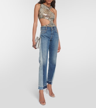 Jeans rectos Spliced de tiro medio | Stella McCartney