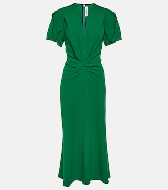 Gathered wool-blend midi dress  | Victoria Beckham