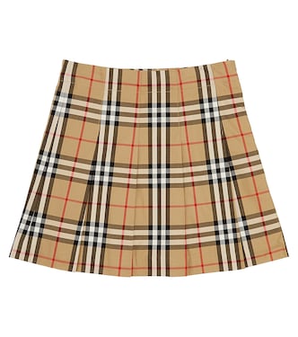 Falda plisada de algodón con Burberry Check | Burberry Kids