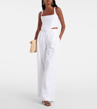 Sasha pleated linen wide-leg pants | Staud