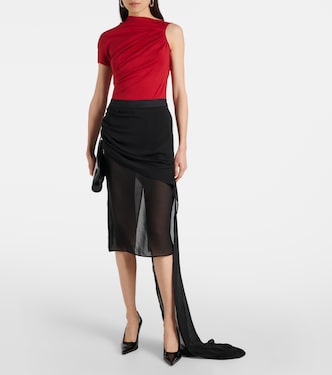 Draped chiffon midi skirt | Didu