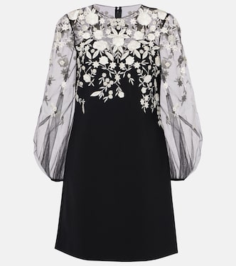 Embroidered puff-sleeve minidress | Carolina Herrera