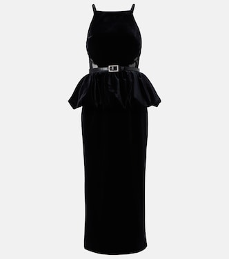Midikleid aus Samt mit Spitze | Self-Portrait