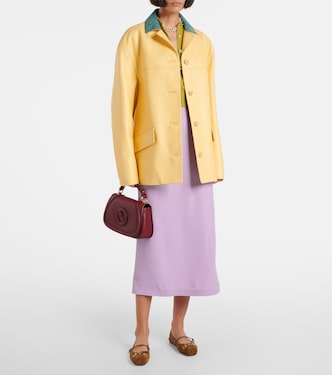 Giacca in pelle con velluto | Gucci