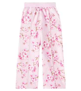 Floral cotton-blend wide-leg pants | Monnalisa