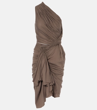 DRKSHDW Fog draped cutout cotton minidress | Rick Owens