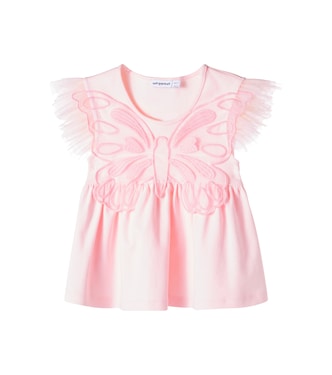 Tulle-trimmed cotton jersey top | Self-Portrait Kids