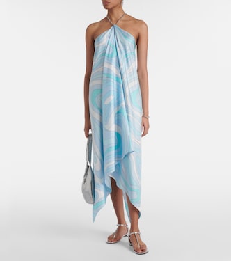 Abito midi asimmetrico Marmo in twill di seta | Pucci