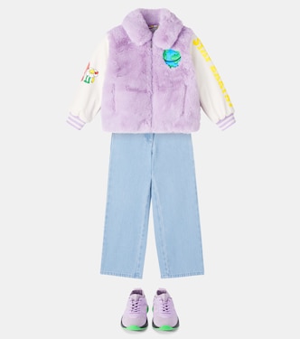 Faux fur-trimmed varsity jacket | Stella McCartney Kids