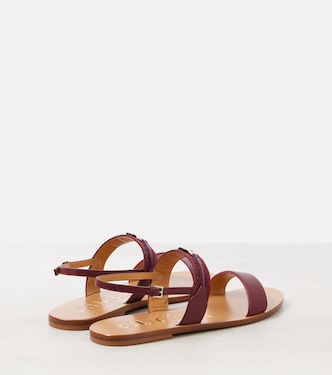 Interlocking G Web Stripe leather sandals | Gucci