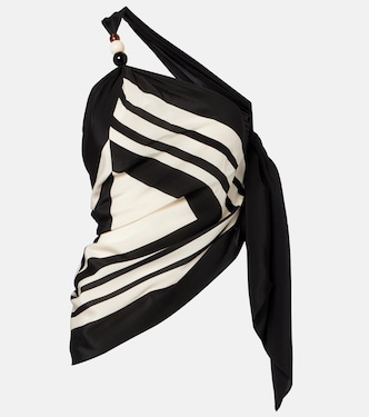 Pietra printed silk crêpe wrap top | SIR