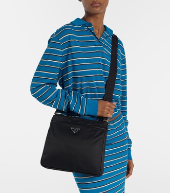 Re-Nylon leather-trimmed shoulder bag | Prada