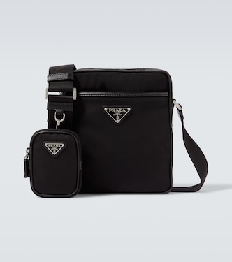 Re-Nylon leather-trimmed shoulder bag | Prada
