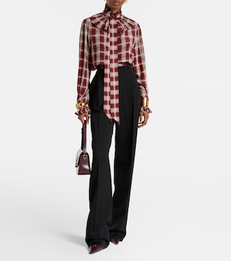Blouse en soie à carreaux | Saint Laurent
