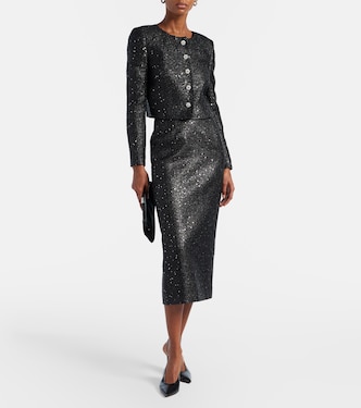 Sequined cropped lamé tweed jacket | Carolina Herrera