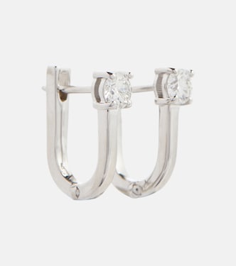 Boucles d'oreilles Aria U Huggie en or blanc 18 ct et diamants | Melissa Kaye